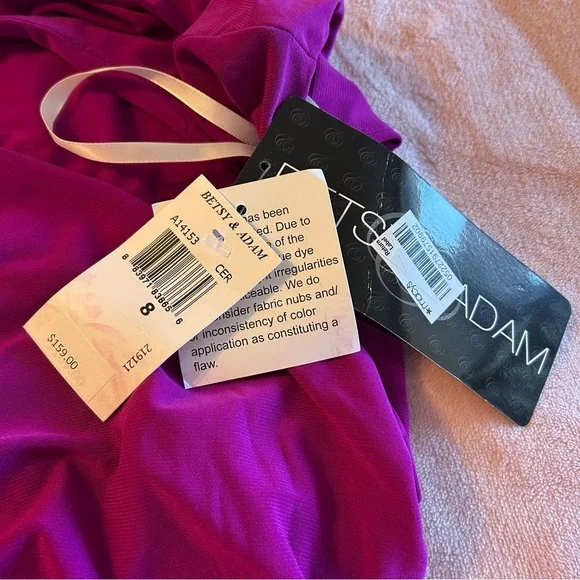 Betsy & Adam purple evening dress with cutouts and rhinestones ruched size 8 - Picture 7 of 12